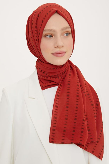 Red Cut Line Detail Flos Shawl - Breathable & Stylish
