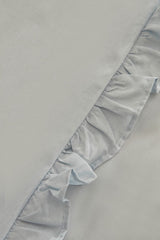 Pure Ruffle 100% Cotton Double Duvet Cover Set - Light Blue
