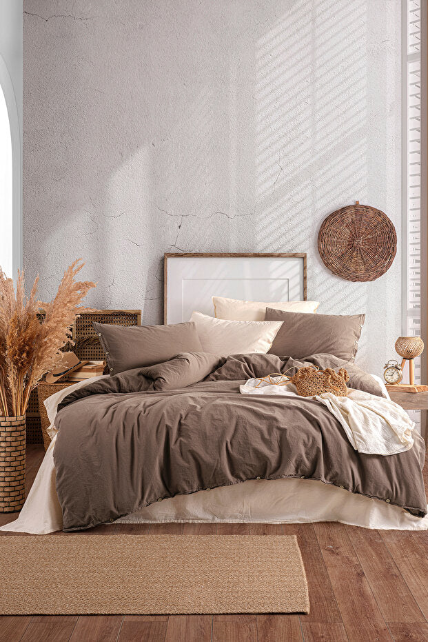 Demeter 100% Cotton Washed Double Duvet Cover Set - 4-Piece