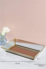 Elegant Mirrored Glass Serving Tray - 35x23.5 cm