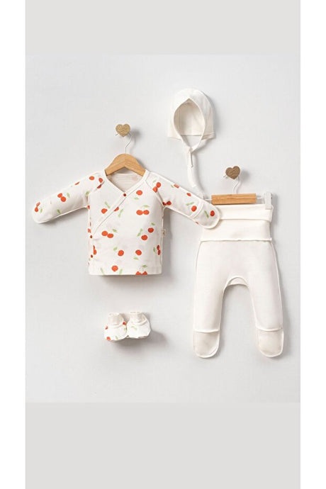 Cherry Print Newborn 5-Piece Baby Bodysuit & Apparel Set
