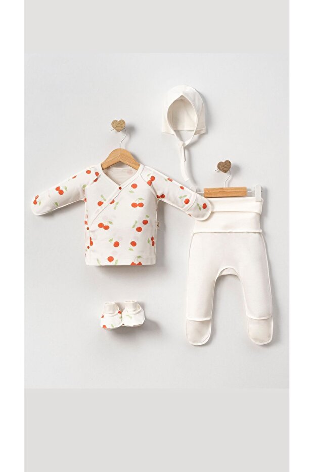 Cherry Print Newborn 5-Piece Baby Bodysuit & Apparel Set