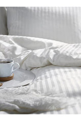 Single Striped Satin Hotel Duvet Cover Set - 160x220cm