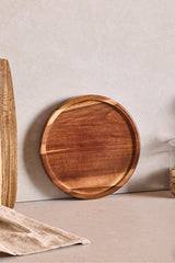 Rotating Acacia Wood Serving Plate - 20 cm Diameter