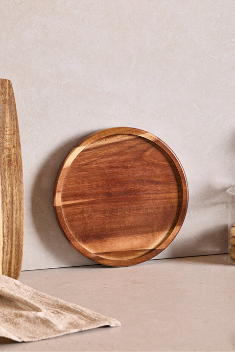 Rotating Acacia Wood Serving Plate - 20 cm Diameter