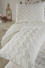 Double Size 3-Piece Pique Bedding Set - Cream