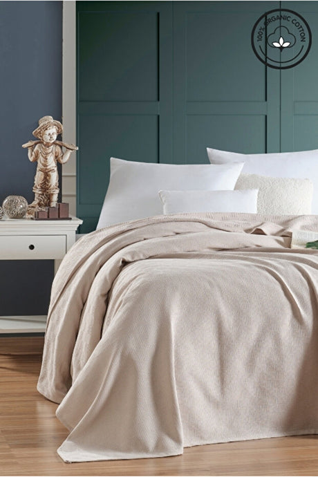 100% Organic Cotton Single Pike Bedspread - Small Checkered