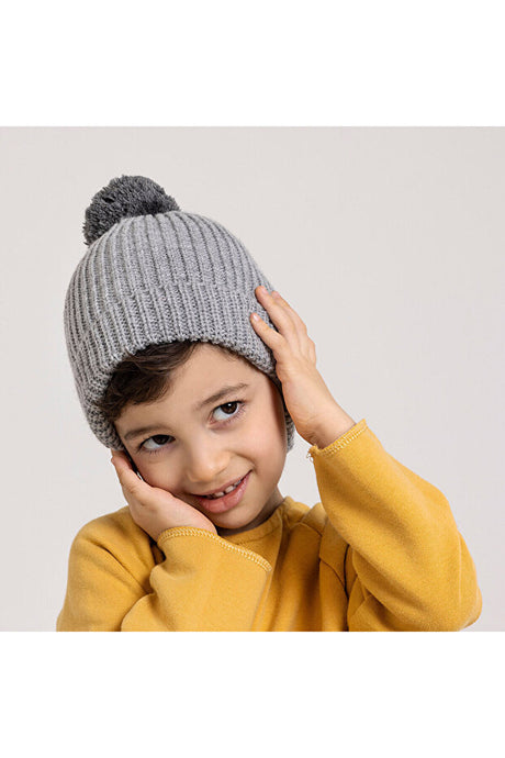 Hello Baby Boys' Soft Acrylic Knit Pom-pom Beanie - Autumn/Winter