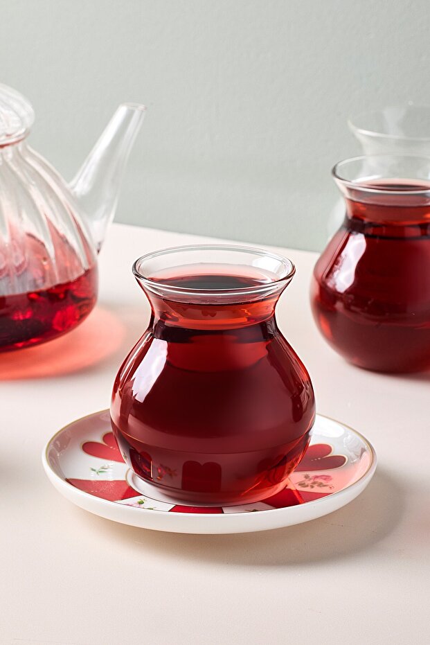 12-Piece Glass Tea Set with 210ml Cups and Saucers