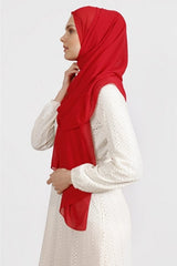 Red Crepe Chiffon Shawl - Lightweight & Elegant