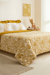 Orla 100% Cotton Double Duvet Cover Set - Yellow Pattern