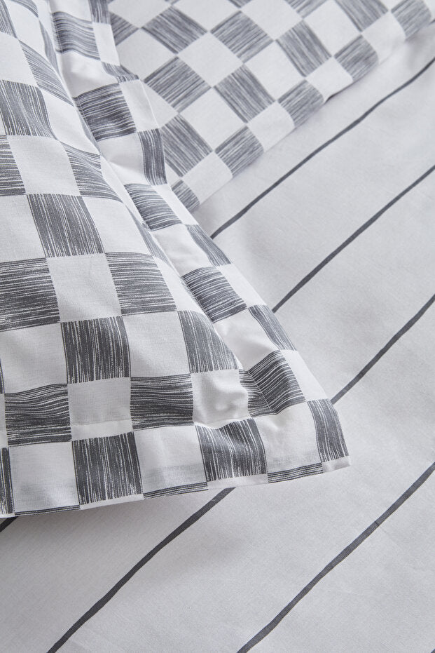 Cordova 100% Cotton Double Duvet Cover Set - Anthracite