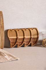 Acacia 4-Compartment Heart-Shaped Serving Tray - 25x14 cm