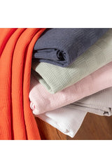 100% Cotton Checkered Single Pique Blanket - 160x230 cm