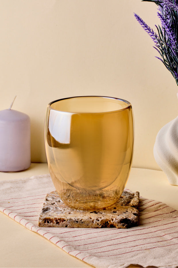 Amber Double Walled Insulated Glass - 300ml