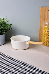 16 cm Beige Ceramic Coated Induction Saucepan with Wood Handle