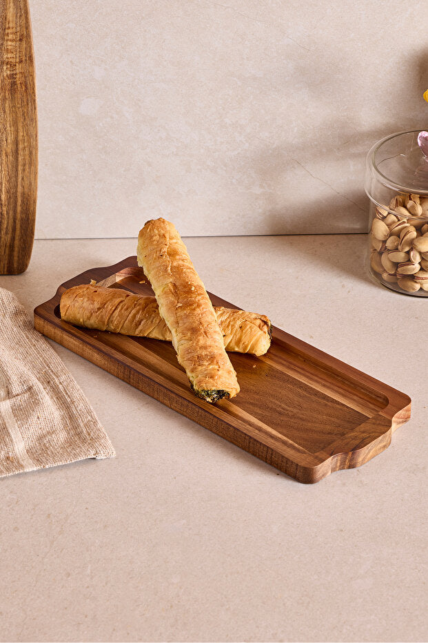 Acacia Wood Serving Tray - Elegant 32x12 cm Design