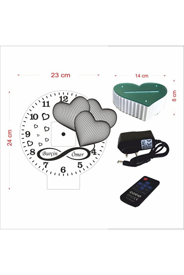 Personalized Infinity Love LED Clock Lamp - 16 Color Remote Control