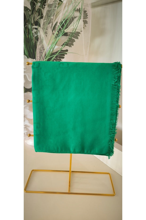 Women's Silky Cotton Jacquard G Pattern Shawl - Benetton Green