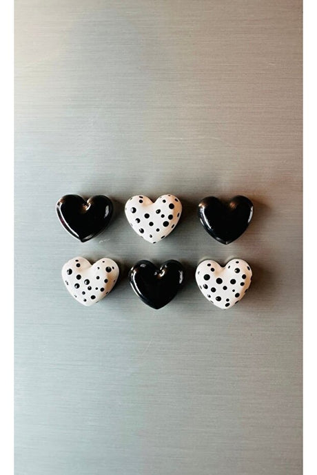 Handmade Heart Refrigerator Magnets - 6 Piece Decorative Set