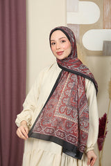 Retro Ethnic Cotton Shawl - Black & Burgundy