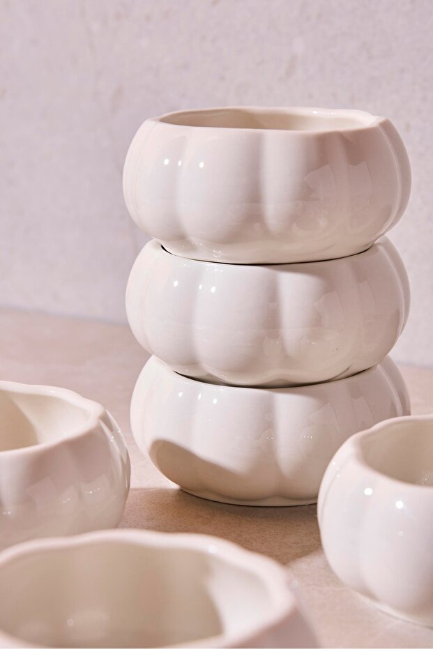 Pumpkin Shaped Ceramic Snack & Sauce Bowls - Set of 6