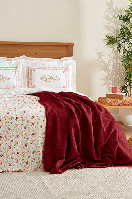 Cecile Double Floral Cotton Duvet Cover & Blanket Set