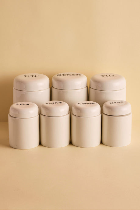 7-Piece Porcelain Spice & Provision Jar Set with Lids