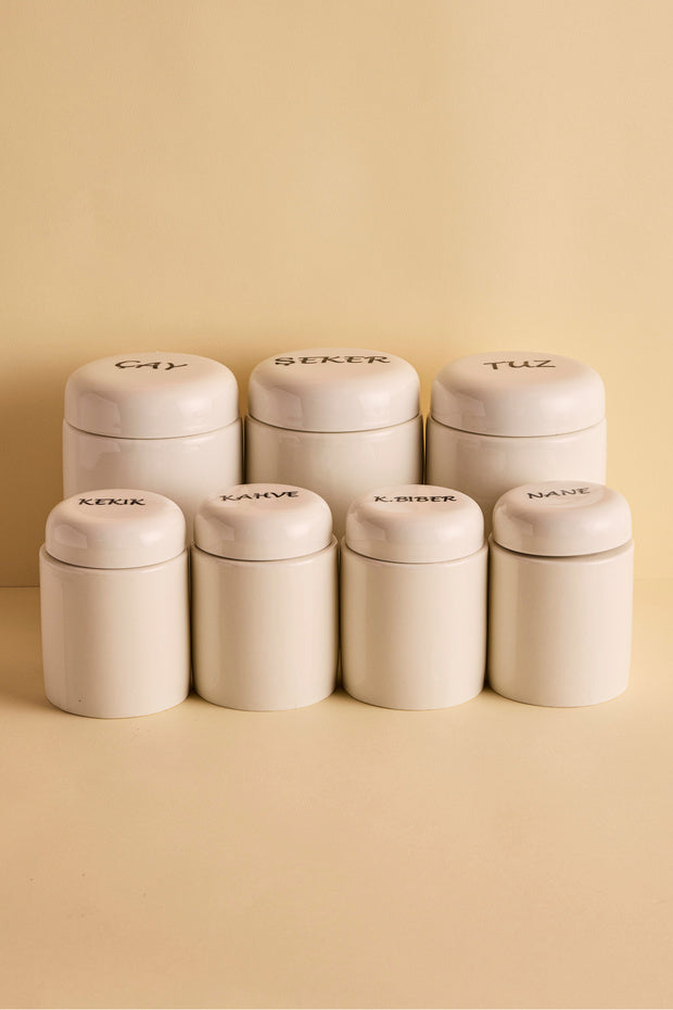 7-Piece Porcelain Spice & Provision Jar Set with Lids