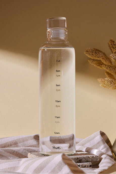 Borosilicate Glass Water Bottle with Time Markers - 500ml