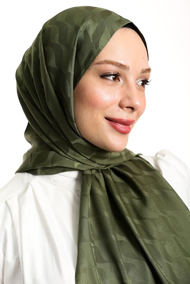 Silkeblød Jacquard Sjæl - Vandvej Mønster, Khaki ()