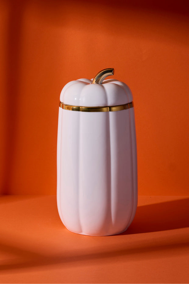 Pumpkin Porcelain Lidded Jar - 28x13.7 cm Decorative Storage