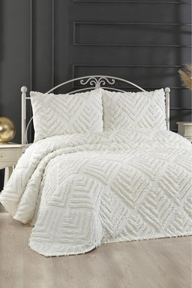 3-Piece Double Pique Set - Cream Cotton Bedding