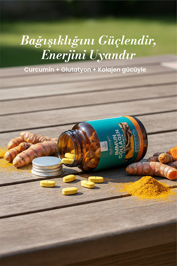 Tablettes Immun Collagène Curcumin - 30 Comptes pour l'Immunité