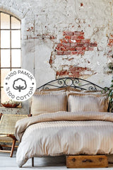 Double Beige Sateen 100% Cotton Duvet Cover Set