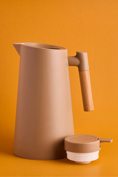 Nordic Style Vacuum Insulated Thermos with Bamboo Handle - 1000ml