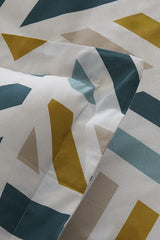 Morgan 100% Cotton Double Duvet Cover Set - Green Geometric