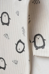 Baby Penguin Ribbed Cotton Romper - Soft & Comfortable 0-3 Months