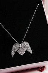 925 Sterling Silver Angel Wing Heart Necklace - Personalized Names