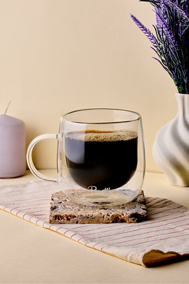 Double Wall Glass Mug - 300ml Insulated Coffee & Tea Cup