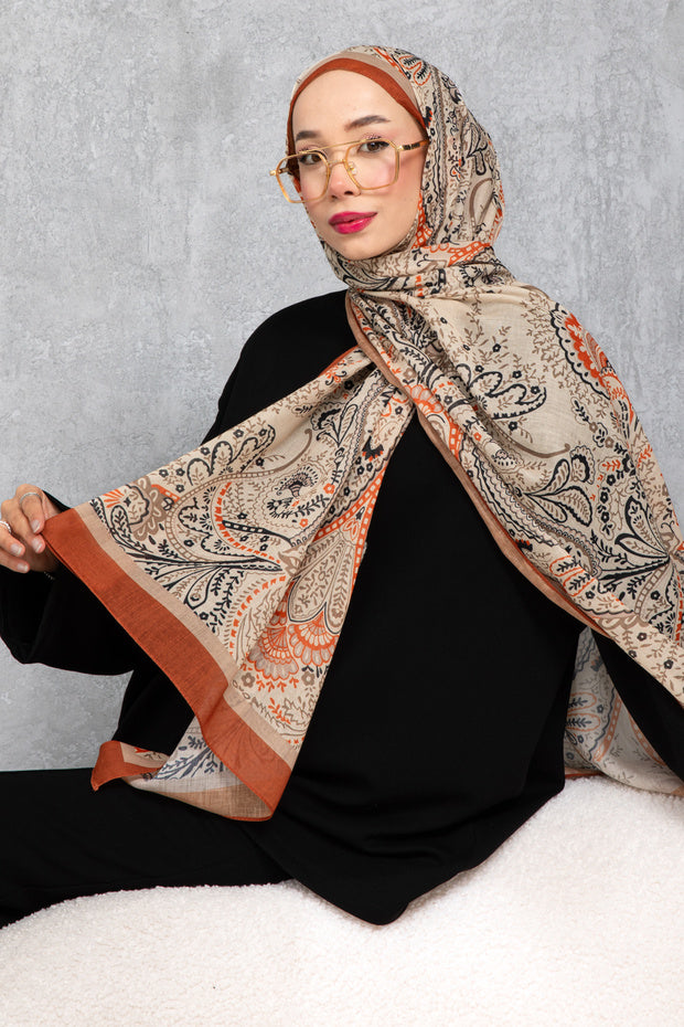 Retro Ethnic Pattern Cotton Shawl - Soft & Stylish