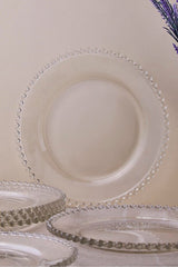 Beaded Edge Glass Dessert Plate Set - 6-Piece, 20 cm