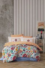 Regina 100% Cotton Double Duvet Cover Set - Floral Pattern