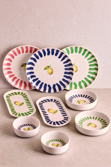 14-Piece Ceramic Breakfast Set - Lemon Patterned Design