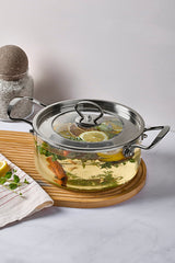 Silver Lid Glass Pot - 2.5L Capacity, 20x11 cm