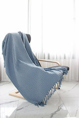 Petrol Blue Cotton Throw Blanket - 130x170 Cm