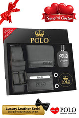 Men's Luxury Leather 5-Piece Gift Set - Belt, Wallet, Perfume