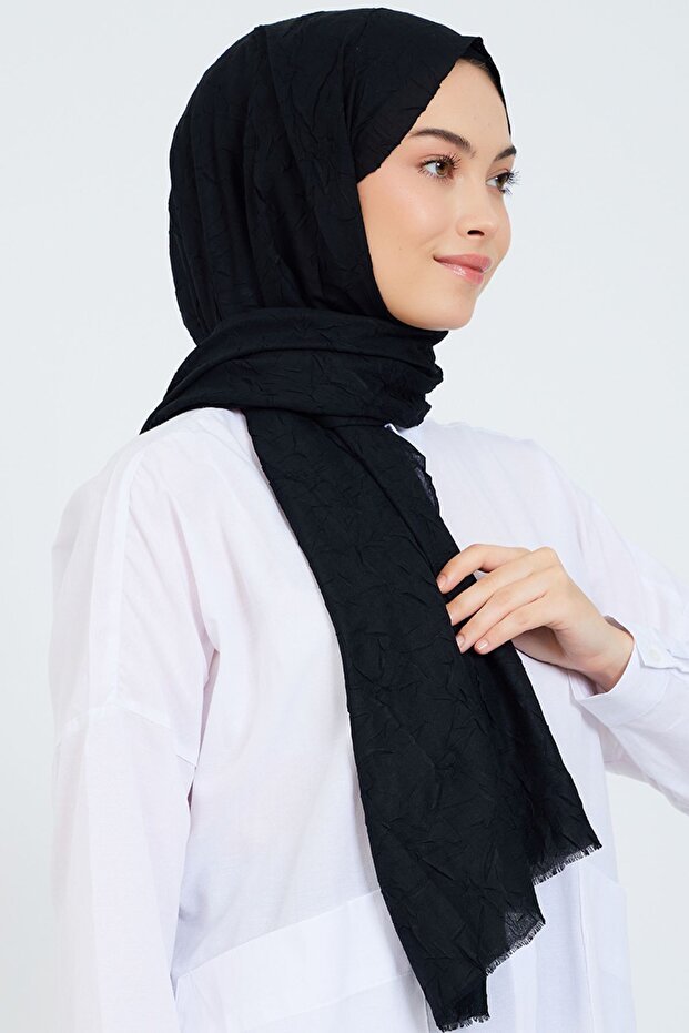 Premium Bamboo Crinkle Shawl - Black