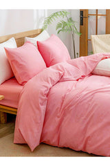 Pure Cotton Double Size Pink Duvet Cover Set - 4 Piece