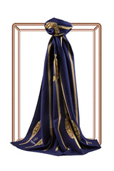 Women's Luxury Medina Silk Scarf - Navy Blue